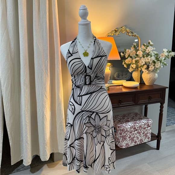 American Vintage Dresses & Skirts - Elegant Black and White Halter Dress